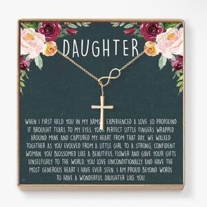 Heartfelt Gift for Your Daughter Infinity Cross Pendant Necklace card included